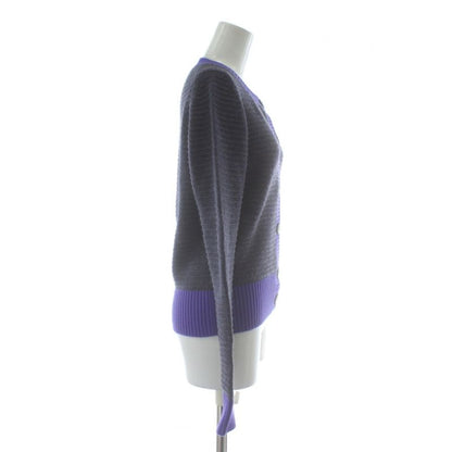 Chanel 08A Cardigan Knit Cashmere Long Sleeve Coco Mark 38 Gray Purple P33559k00