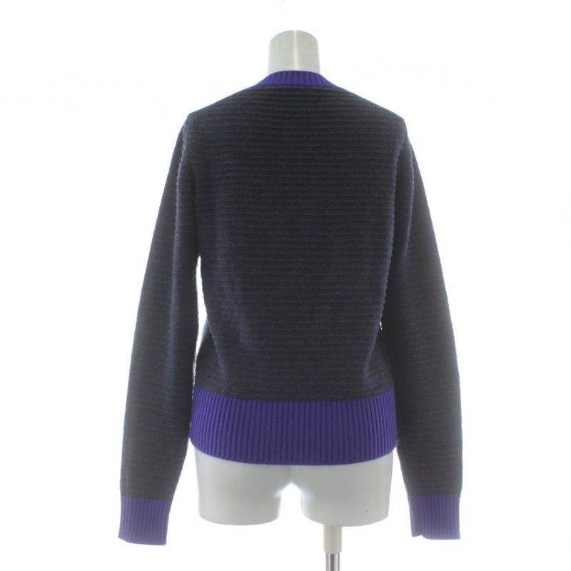 Chanel 08A Cardigan Knit Cashmere Long Sleeve Coco Mark 38 Gray Purple P33559k00