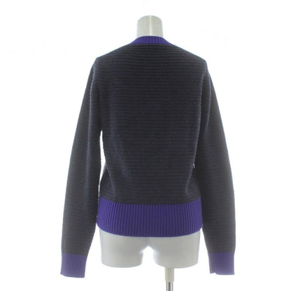 Chanel 08A Cardigan Knit Cashmere Long Sleeve Coco Mark 38 Gray Purple P33559k00