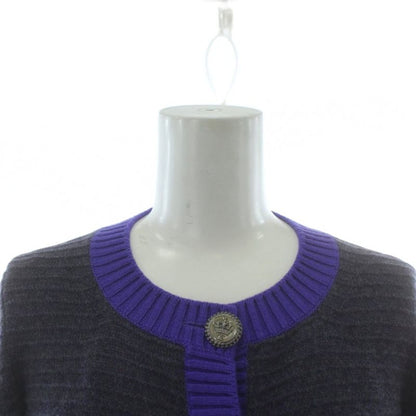 Chanel 08A Cardigan Knit Cashmere Long Sleeve Coco Mark 38 Gray Purple P33559k00