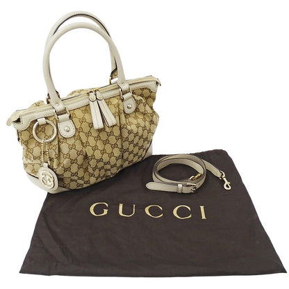 Gucci Bag Women's Brand Handbag Shoulder Bag 2way GG Canvas Sookie Beige Brown