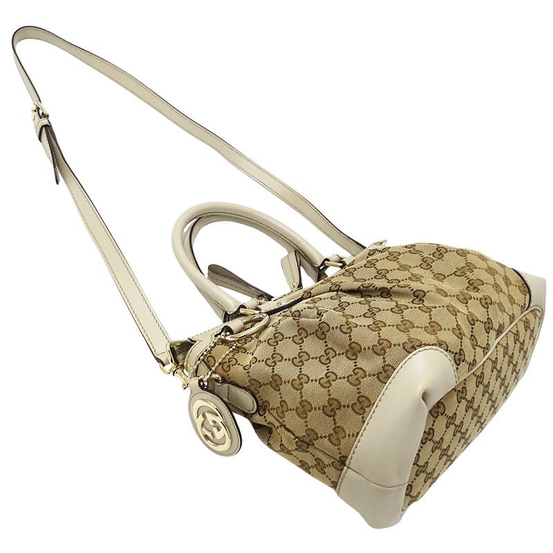 Gucci Bag Women's Brand Handbag Shoulder Bag 2way GG Canvas Sookie Beige Brown