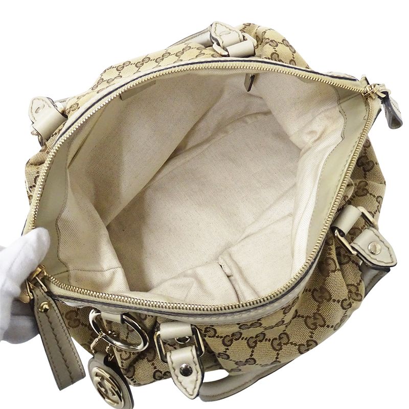 Gucci Bag Women's Brand Handbag Shoulder Bag 2way GG Canvas Sookie Beige Brown