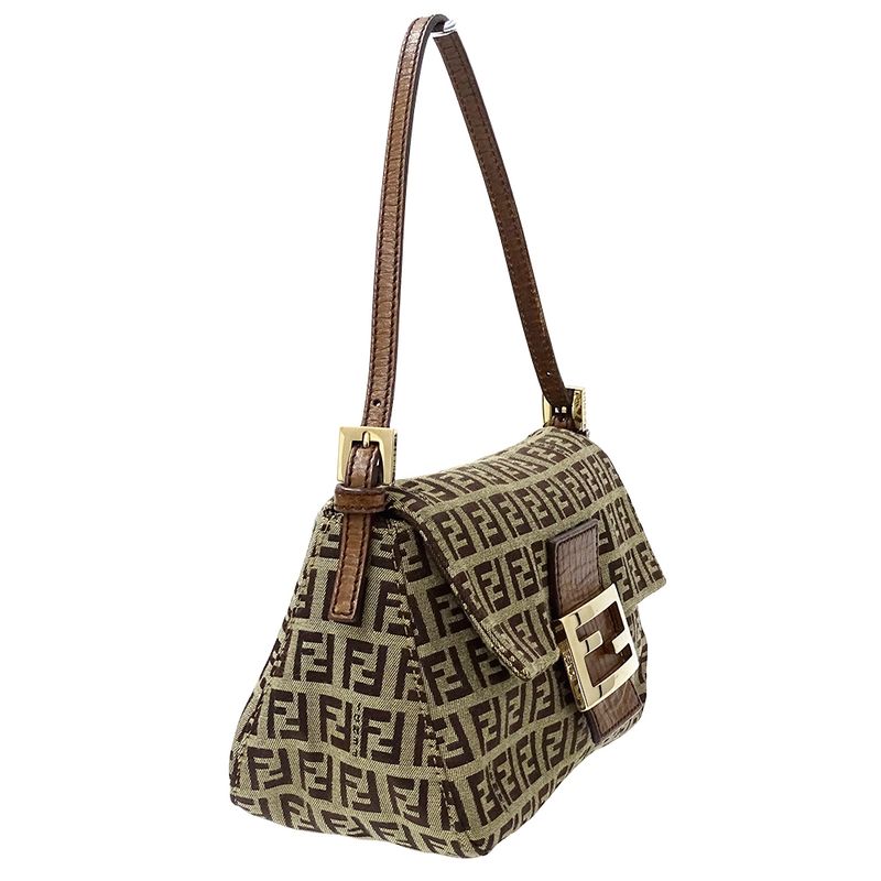 Fendi Bag Ladies Brand Handbag Zucchino Canvas Brown Mini Bag Micro Bag Small