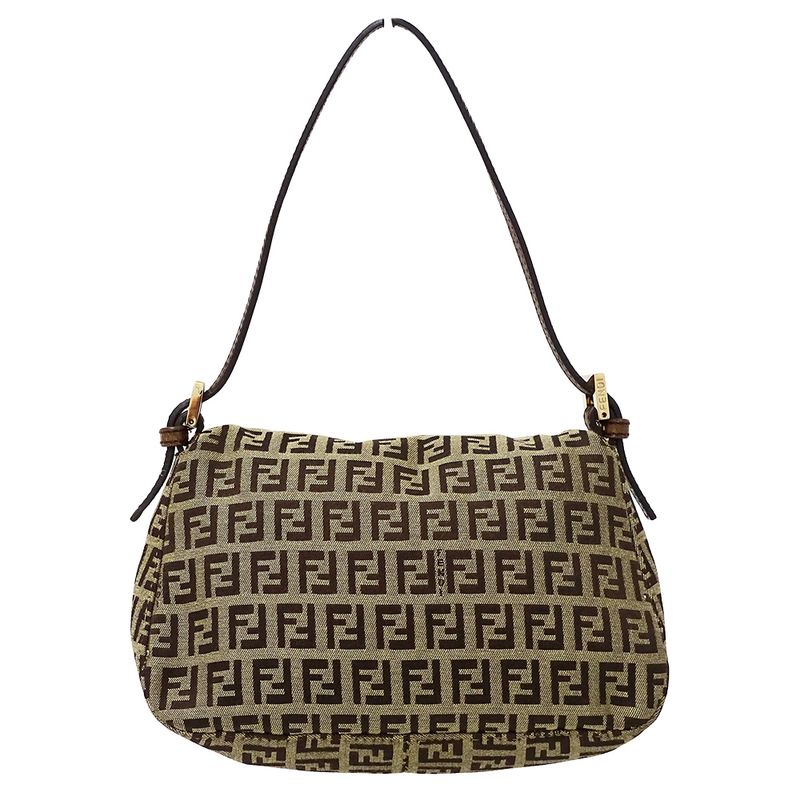 Fendi Bag Ladies Brand Handbag Zucchino Canvas Brown Mini Bag Micro Bag Small
