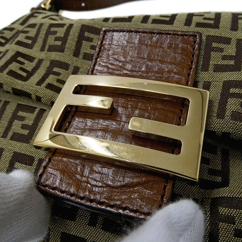 Fendi Bag Ladies Brand Handbag Zucchino Canvas Brown Mini Bag Micro Bag Small