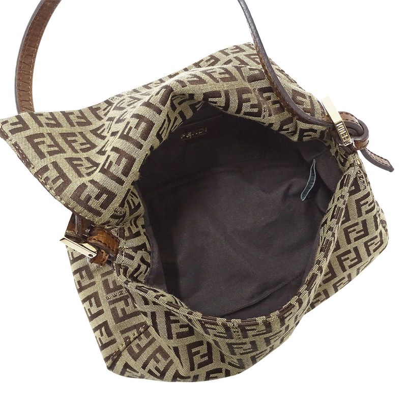 Fendi Bag Ladies Brand Handbag Zucchino Canvas Brown Mini Bag Micro Bag Small
