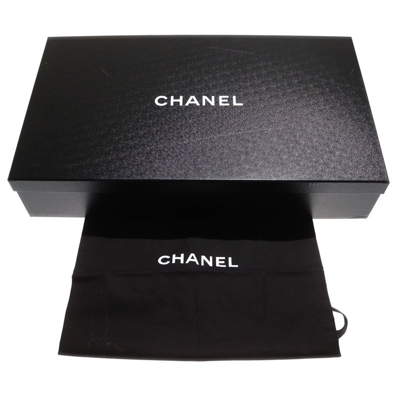 Chanel Coco Mark Side Zip All Leather Long Boots Black G38020 Women's