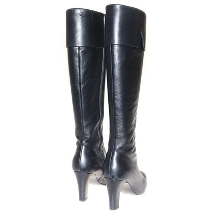Chanel Coco Mark Side Zip All Leather Long Boots Black G38020 Women's