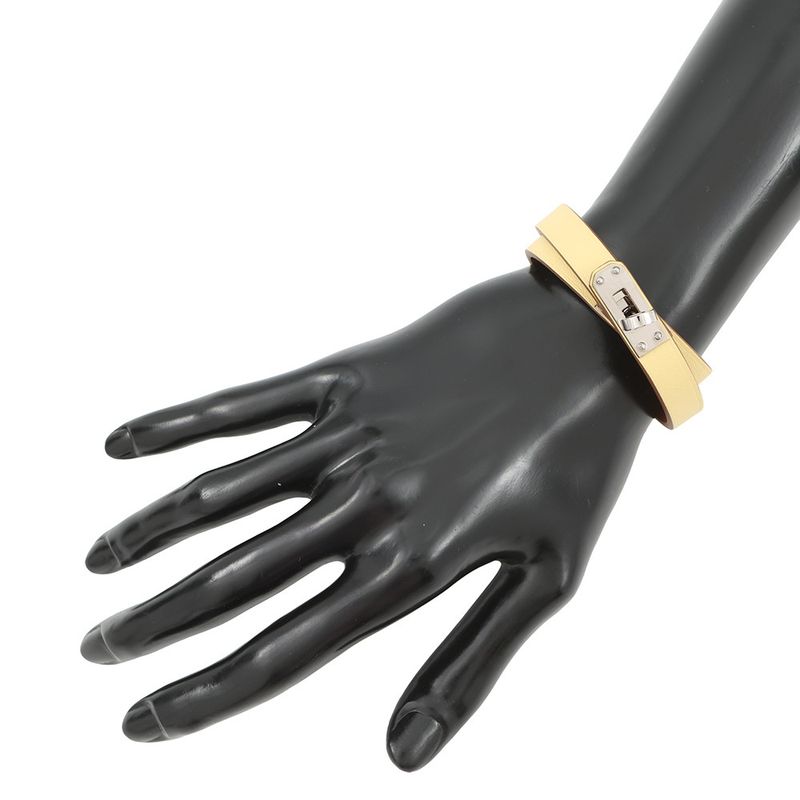 Hermes Bracelet Kelly Double Tour Jaune Poussin Silver Swift T2