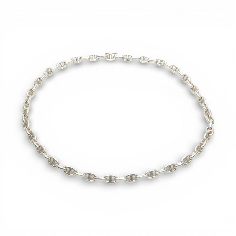 Hermes Chaine D'ancre Necklace Pendant Choker 925 Silver