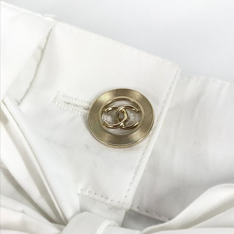 Chanel Shorts CC Logo Button P63229 Polyester White