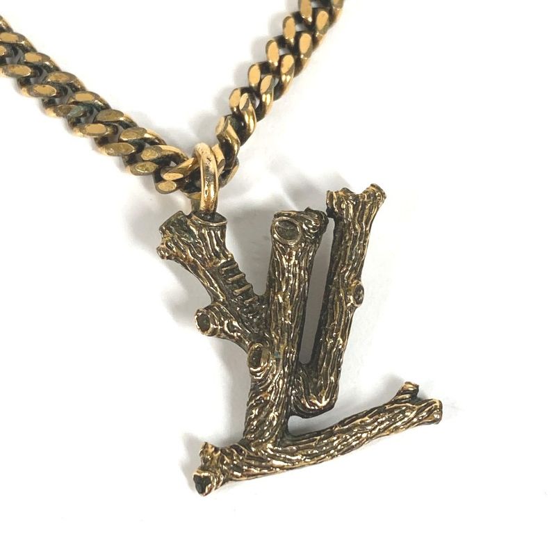 Louis Vuitton Necklace Pendant LV Wood Mp2780 Metal Gold