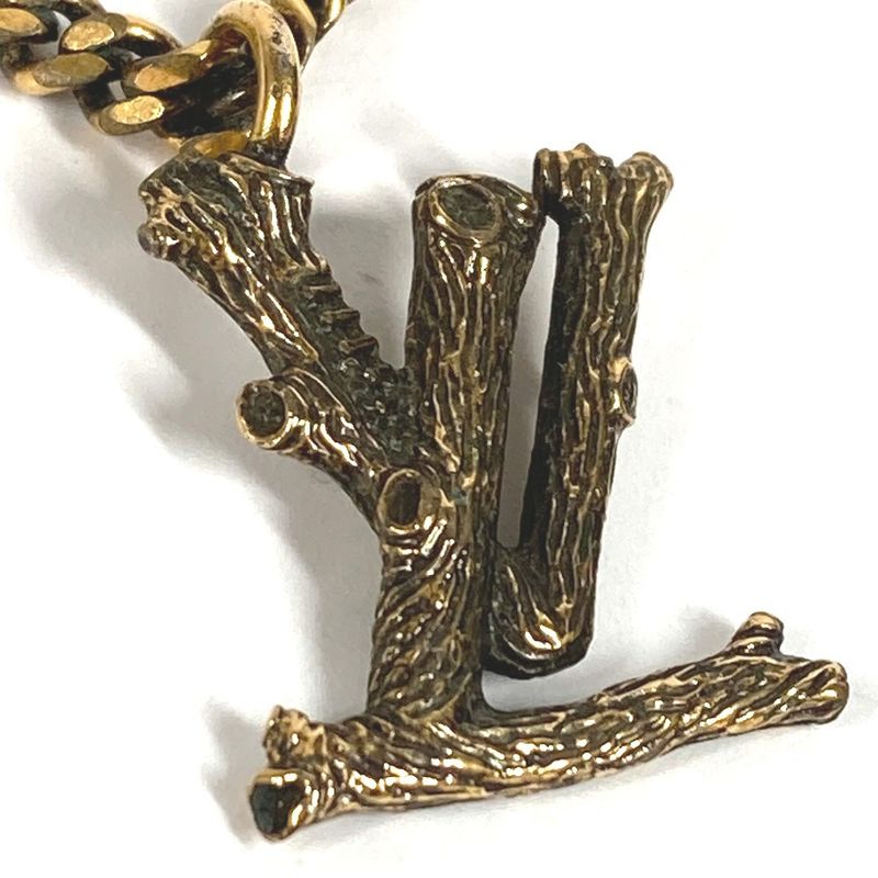 Louis Vuitton Necklace Pendant LV Wood Mp2780 Metal Gold