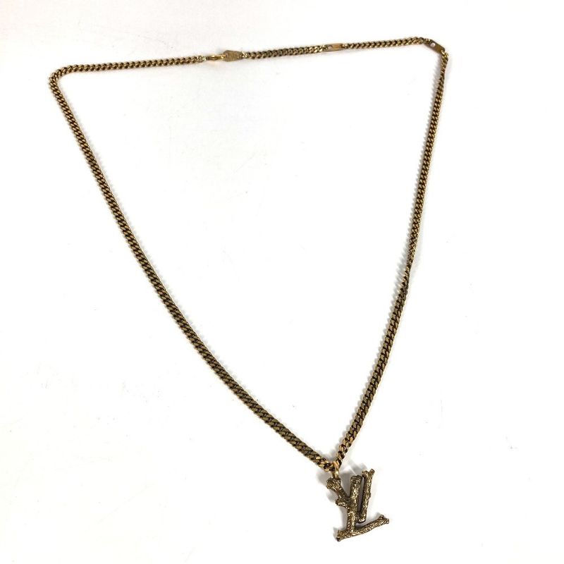 Louis Vuitton Necklace Pendant LV Wood Mp2780 Metal Gold