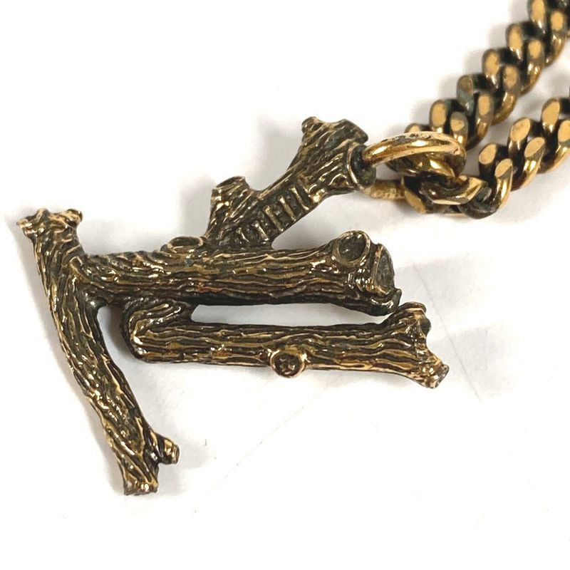 Louis Vuitton Necklace Pendant LV Wood Mp2780 Metal Gold