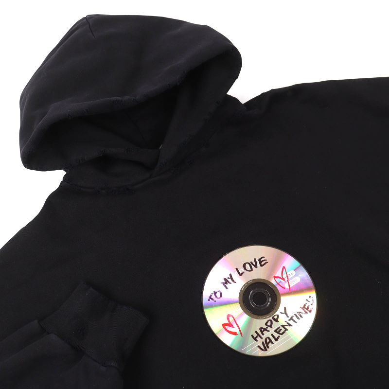 Balenciaga 739024 Valentine CD Hoodie 100% Cotton Valentine CD Distressed