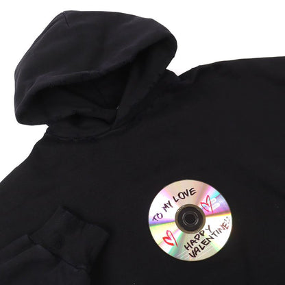 Balenciaga 739024 Valentine CD Hoodie 100% Cotton Valentine CD Distressed