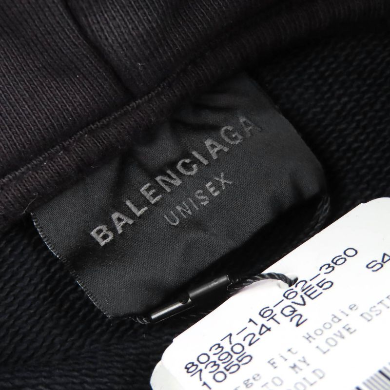Balenciaga 739024 Valentine CD Hoodie 100% Cotton Valentine CD Distressed