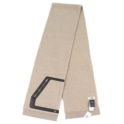 Hermes H394076t Teddy Pocket Wool Cashmere Silver Hardware H Logo Shawl