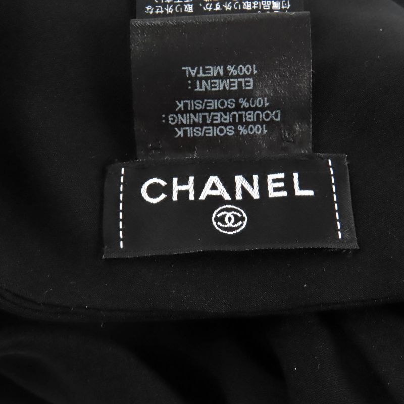 Chanel 100% Silk Turban Hat With Coco Mark Hardware Black Gold Hardware Made In