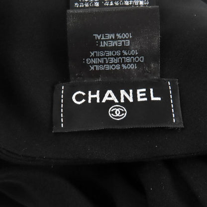 Chanel 100% Silk Turban Hat With Coco Mark Hardware Black Gold Hardware Made In