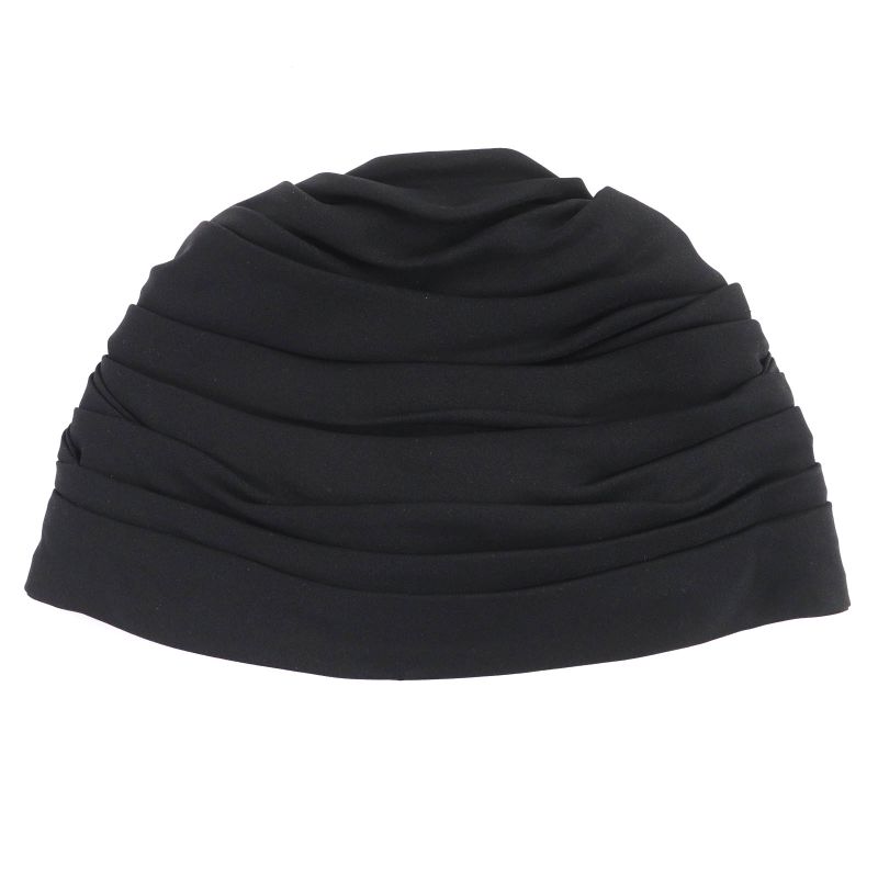 Chanel 100% Silk Turban Hat With Coco Mark Hardware Black Gold Hardware Made In