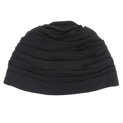 Chanel 100% Silk Turban Hat With Coco Mark Hardware Black Gold Hardware Made In