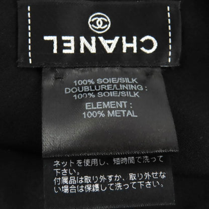 Chanel 100% Silk Turban Hat With Coco Mark Hardware Black Gold Hardware Made In