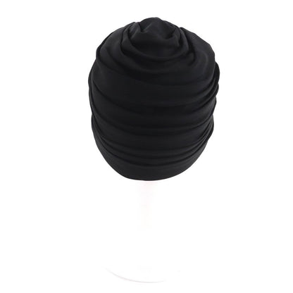 Chanel 100% Silk Turban Hat With Coco Mark Hardware Black Gold Hardware Made In