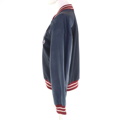 Chanel Vintage 04P P23442 100% Wool Coco Mark Sleeves Leather Sports Line Short
