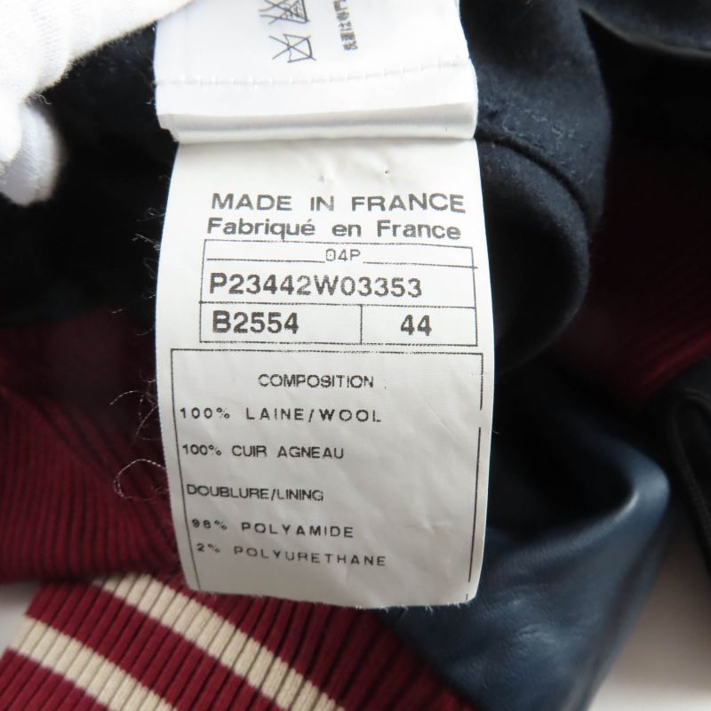 Chanel Vintage 04P P23442 100% Wool Coco Mark Sleeves Leather Sports Line Short