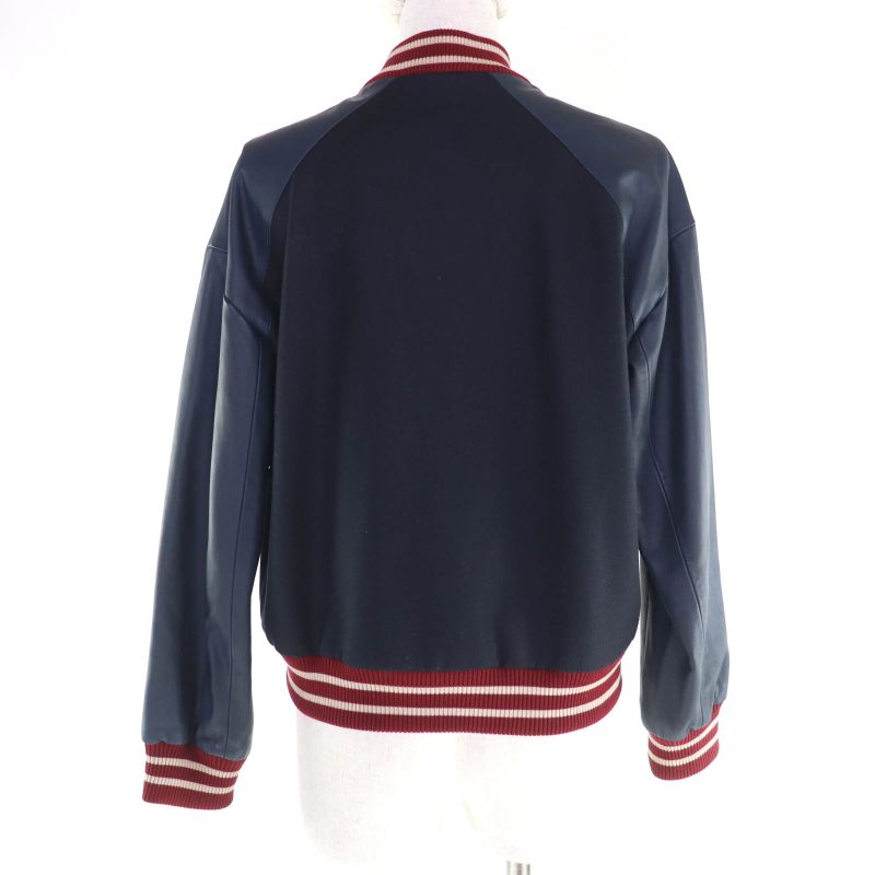 Chanel Vintage 04P P23442 100% Wool Coco Mark Sleeves Leather Sports Line Short