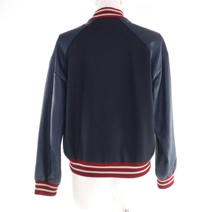 Chanel Vintage 04P P23442 100% Wool Coco Mark Sleeves Leather Sports Line Short