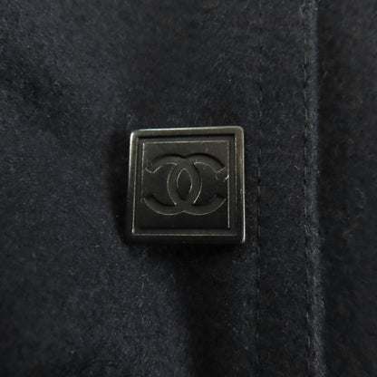 Chanel Vintage 04P P23442 100% Wool Coco Mark Sleeves Leather Sports Line Short