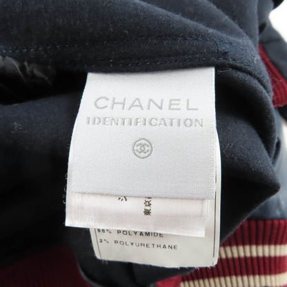 Chanel Vintage 04P P23442 100% Wool Coco Mark Sleeves Leather Sports Line Short