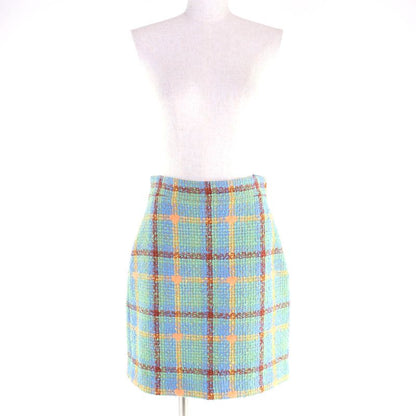 Gucci 706948 Lovelight Tweed Mini Skirt Checked Knee Length Tweed Skirt Multi