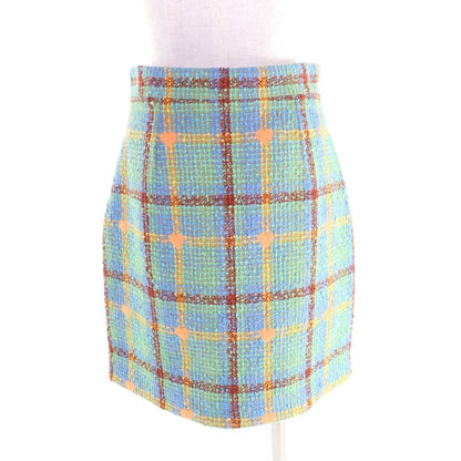 Gucci 706948 Lovelight Tweed Mini Skirt Checked Knee Length Tweed Skirt Multi