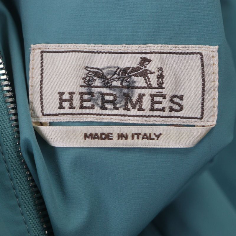 Hermes H Logo Plaid Hooded Double Zip Up Reversible Gilet Vest Green 46 Made In