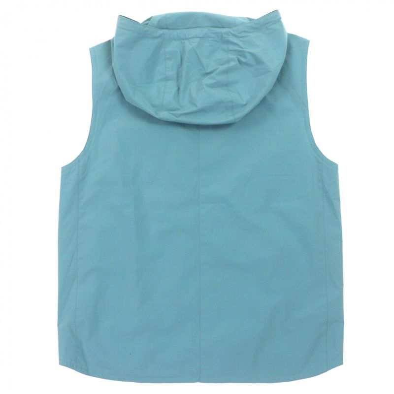Hermes H Logo Plaid Hooded Double Zip Up Reversible Gilet Vest Green 46 Made In
