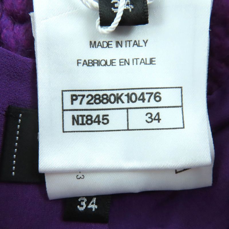 Chanel P72880 Coco Mark Button Wool Bermuda Half Pants Purple 34 Made In Italy