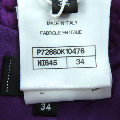 Chanel P72880 Coco Mark Button Wool Bermuda Half Pants Purple 34 Made In Italy