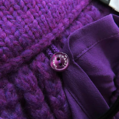 Chanel P72880 Coco Mark Button Wool Bermuda Half Pants Purple 34 Made In Italy