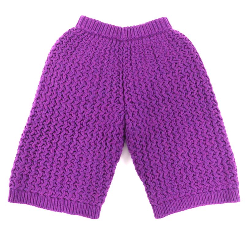 Chanel P72880 Coco Mark Button Wool Bermuda Half Pants Purple 34 Made In Italy