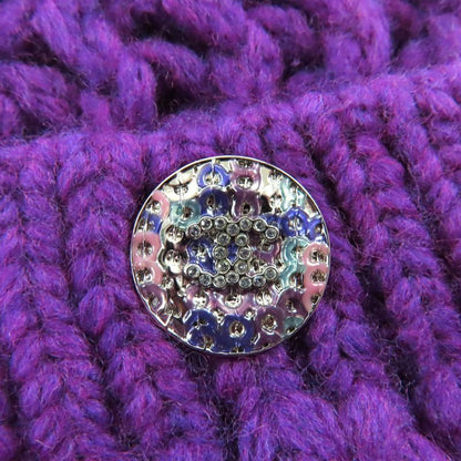 Chanel P72880 Coco Mark Button Wool Bermuda Half Pants Purple 34 Made In Italy