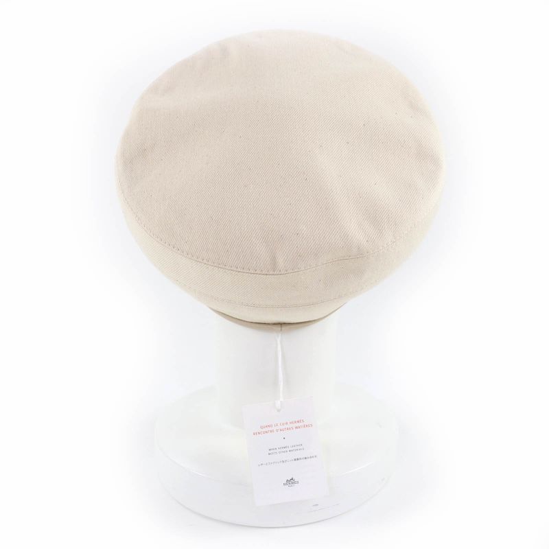 Hermes Saint Honore 100% Cotton Silver Hardware Serie Hardware Leather Beret