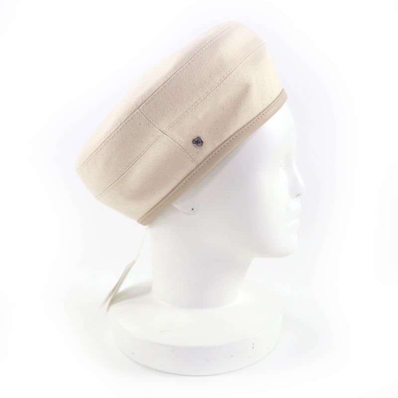 Hermes Saint Honore 100% Cotton Silver Hardware Serie Hardware Leather Beret