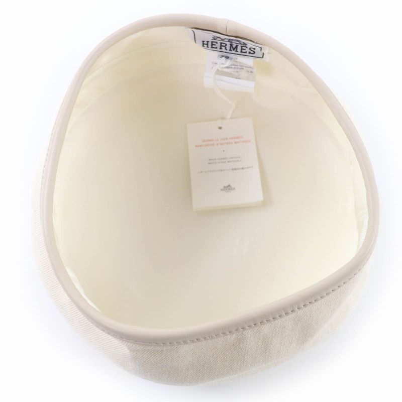 Hermes Saint Honore 100% Cotton Silver Hardware Serie Hardware Leather Beret