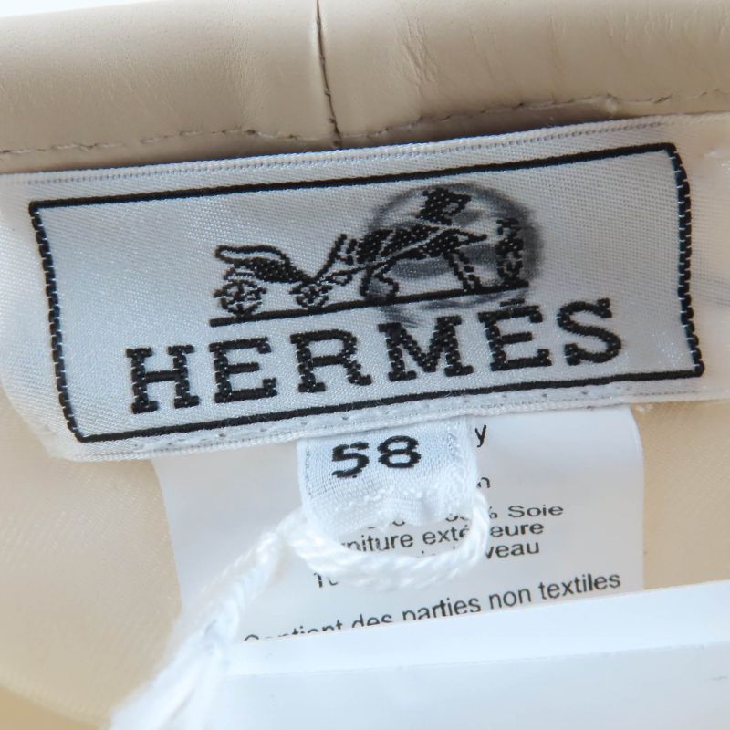 Hermes Saint Honore 100% Cotton Silver Hardware Serie Hardware Leather Beret