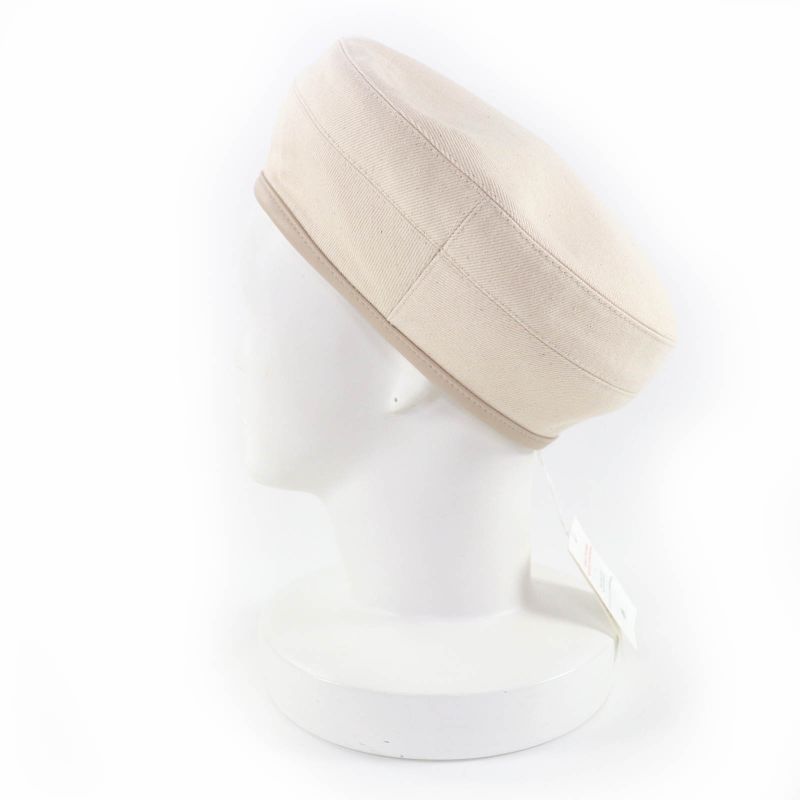 Hermes Saint Honore 100% Cotton Silver Hardware Serie Hardware Leather Beret